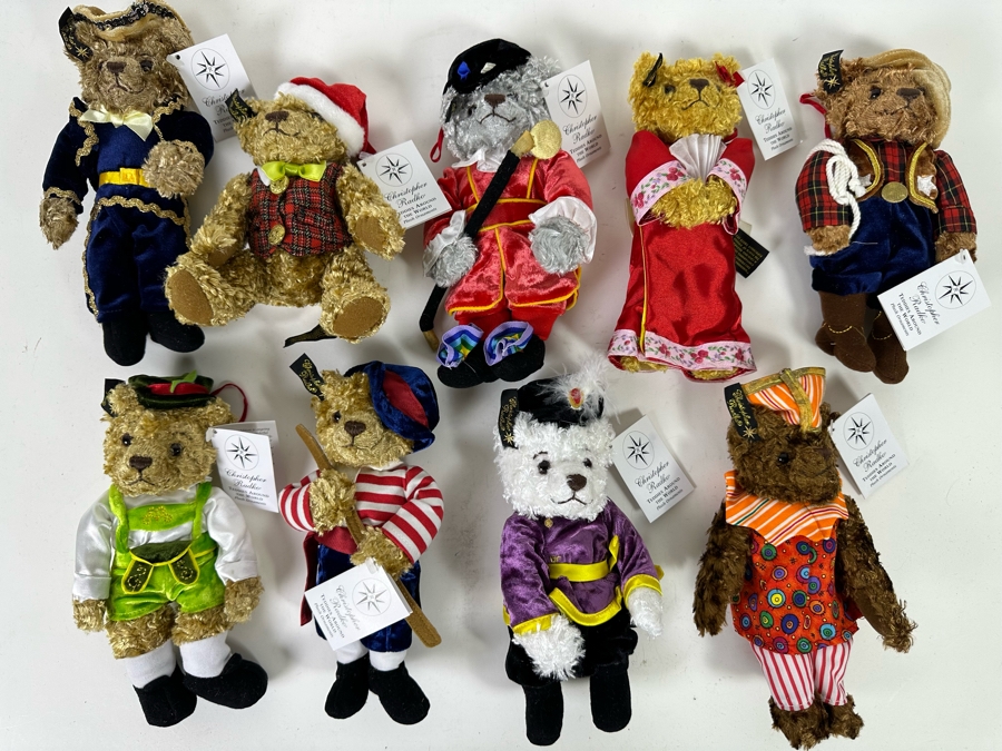Collection Of Nine Christopher Radko Teddies Around The World Plush Ornaments With Original Tags [Photo 2]