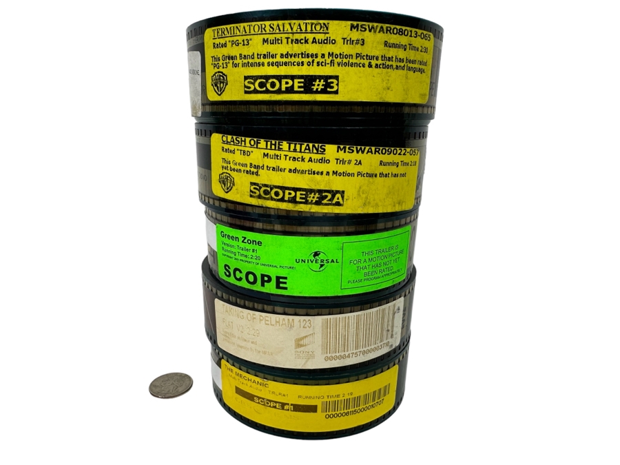 Collection Of Five Film Movie Trailers: Terminator Salvation, Clash Of The Titans, Green Zone, Taking Of Pelham, The Mechanic (Theater Room Prop)