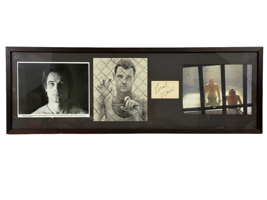 Brad Davis Autograph Along With Various Brad Davis Movie Photographs Framed 34.5 X 11.5