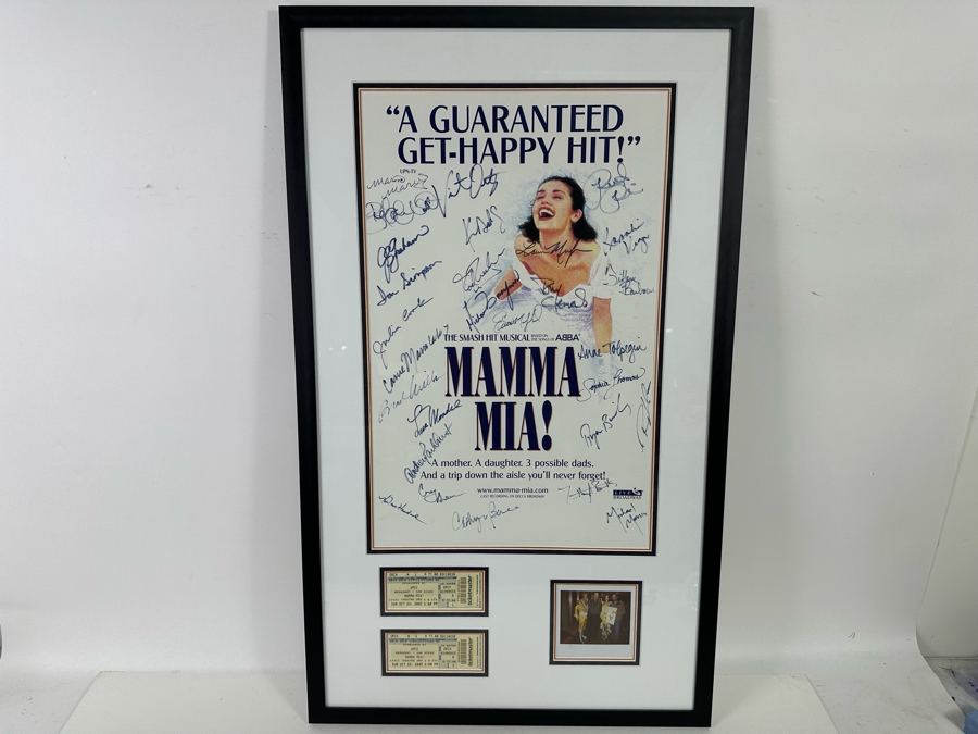 Mamma Mia! Musical Poster Autographed By Cast Members Framed 20.5 X 35 [Photo 3]