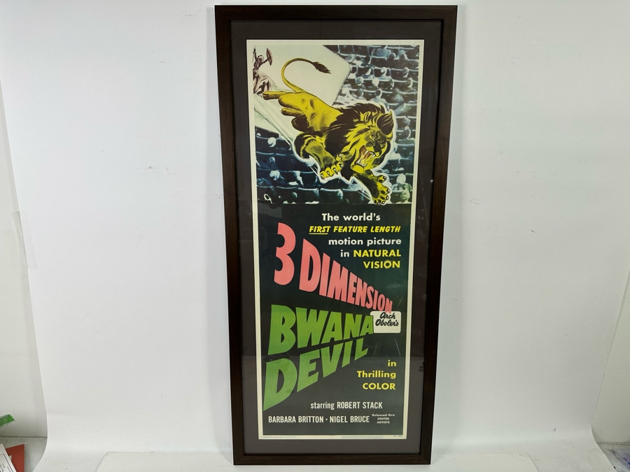 Original 1953 Moview Poster 3 Dimension Bwana Devil United Artists Corporation Framed 18 X 39 [Photo 2]