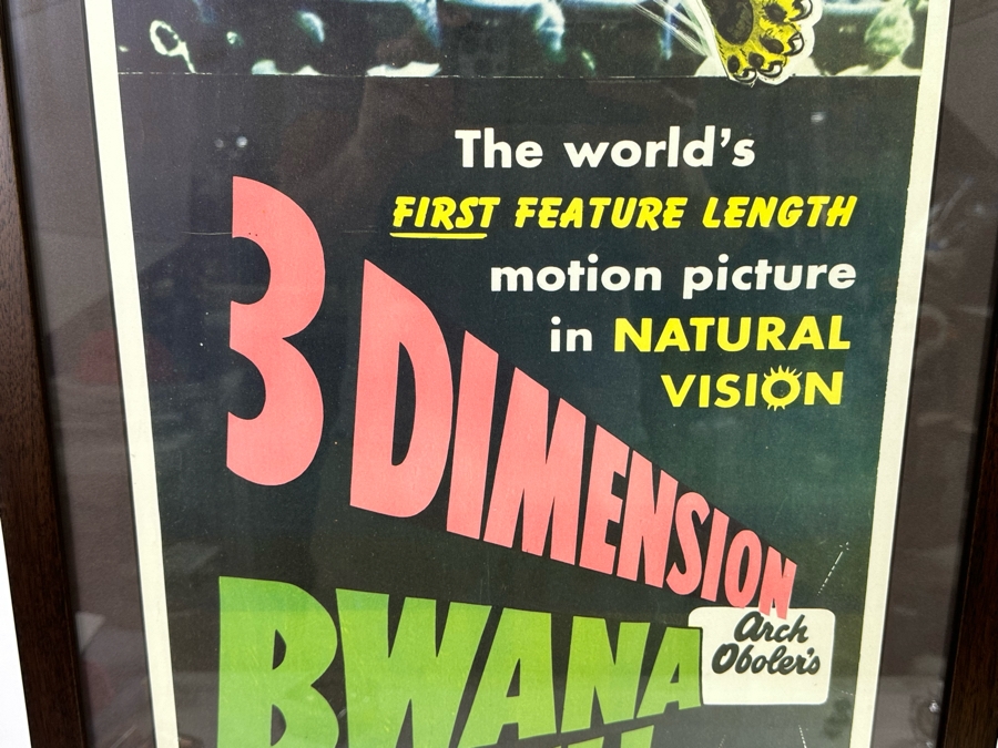 Original 1953 Moview Poster 3 Dimension Bwana Devil United Artists Corporation Framed 18 X 39 [Photo 7]
