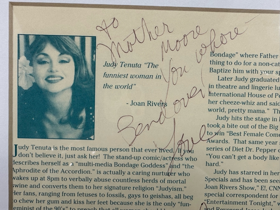 Framed Judy Tenuta Autograph 14.5 X 17 [Photo 4]