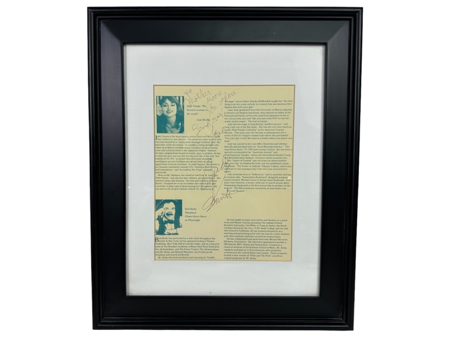 Framed Judy Tenuta Autograph 14.5 X 17