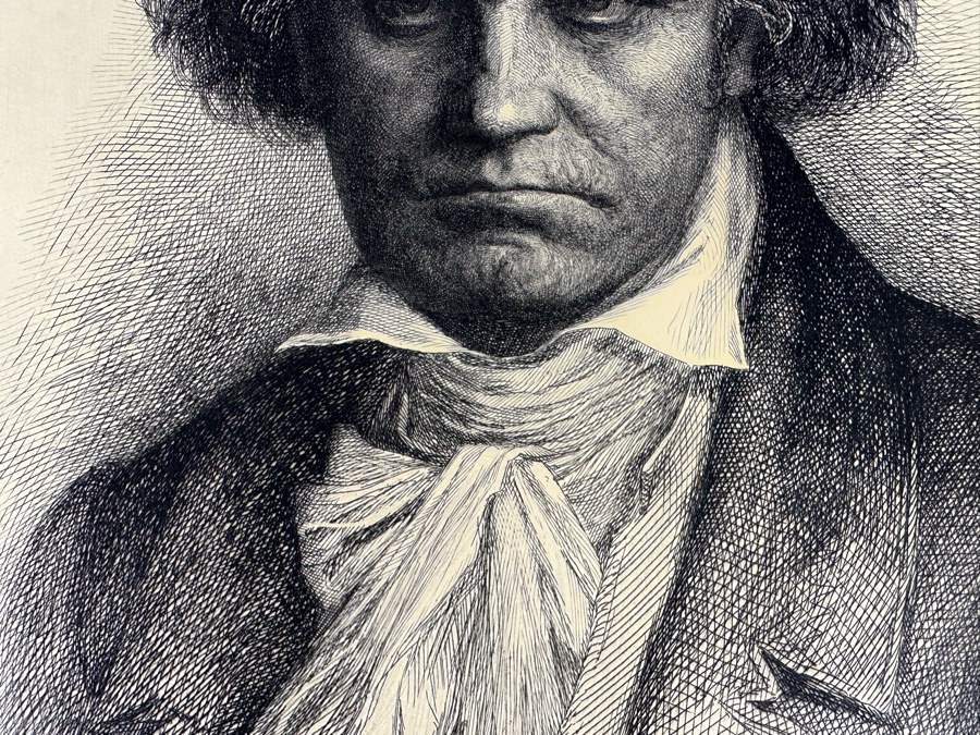 Ludwig Michalek (1859-1942, Austrian) Beethoven Etching Published By V. A. Heck In Vienna 17.5 X 23.5 [Photo 7]