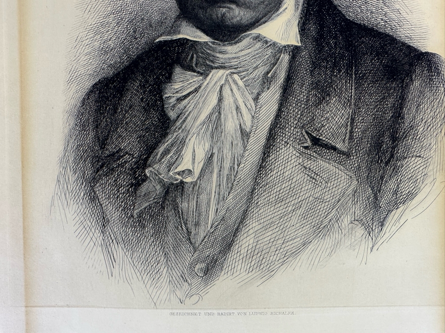 Ludwig Michalek (1859-1942, Austrian) Beethoven Etching Published By V. A. Heck In Vienna 17.5 X 23.5 [Photo 10]