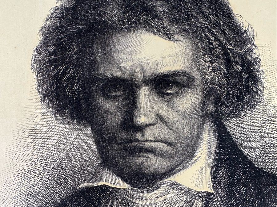 Ludwig Michalek (1859-1942, Austrian) Beethoven Etching Published By V. A. Heck In Vienna 17.5 X 23.5 [Photo 3]