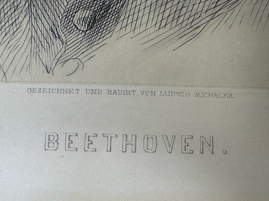 Ludwig Michalek (1859-1942, Austrian) Beethoven Etching Published By V. A. Heck In Vienna 17.5 X 23.5 [Photo 15]