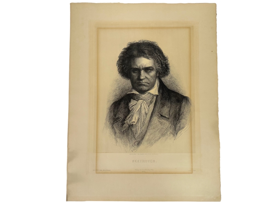 Ludwig Michalek (1859-1942, Austrian) Beethoven Etching Published By V. A. Heck In Vienna 17.5 X 23.5 [Photo 2]