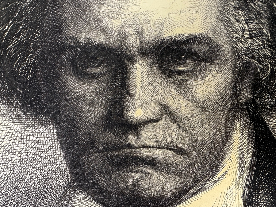 Ludwig Michalek (1859-1942, Austrian) Beethoven Etching Published By V. A. Heck In Vienna 17.5 X 23.5 [Photo 4]