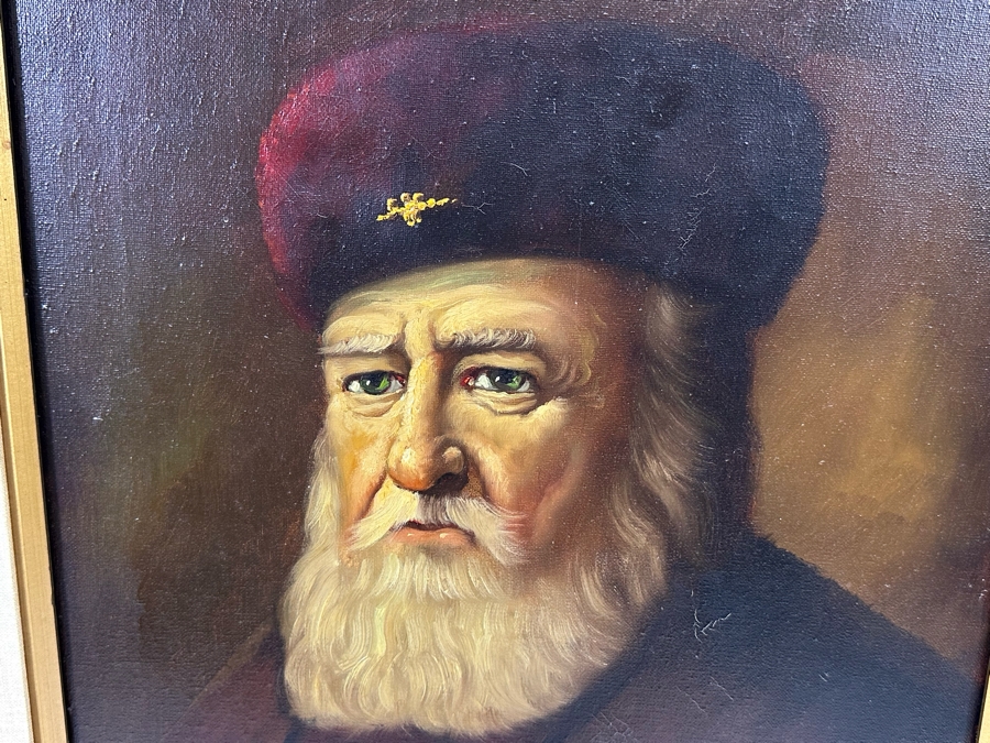 H. J. Topman (B. 1907, Netherlands) Original Oil On Canvas Painting Of A Rabbi 16 X 20 Framed 22 X 26 [Photo 6]