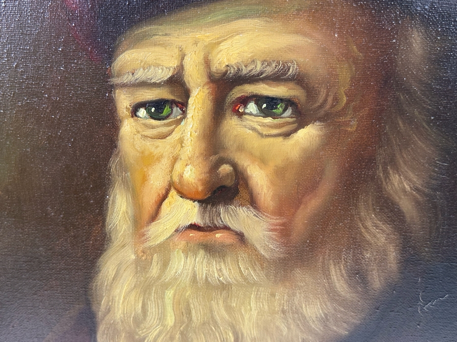 H. J. Topman (B. 1907, Netherlands) Original Oil On Canvas Painting Of A Rabbi 16 X 20 Framed 22 X 26 [Photo 7]