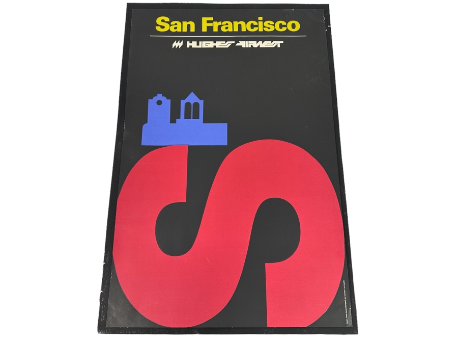Rare Vintage San Francisco Hughes Airwest Airline Travel Poster Designed By Mario Armond Zamparelli And Company Los Angeles 22.5 X 35 [Photo 1]