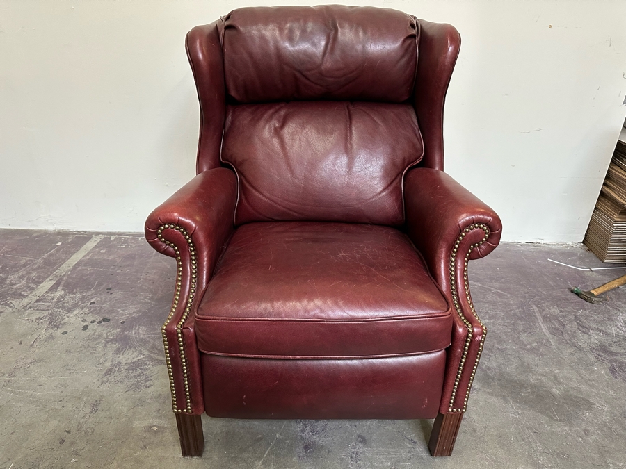 Bradington Young Leather Reclining Chair With Brass Nailheads