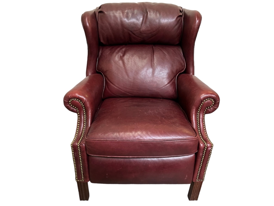 Bradington Young Leather Reclining Chair With Brass Nailheads