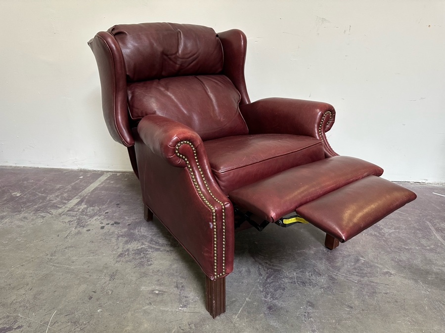 Bradington Young Leather Reclining Chair With Brass Nailheads [Photo 6]