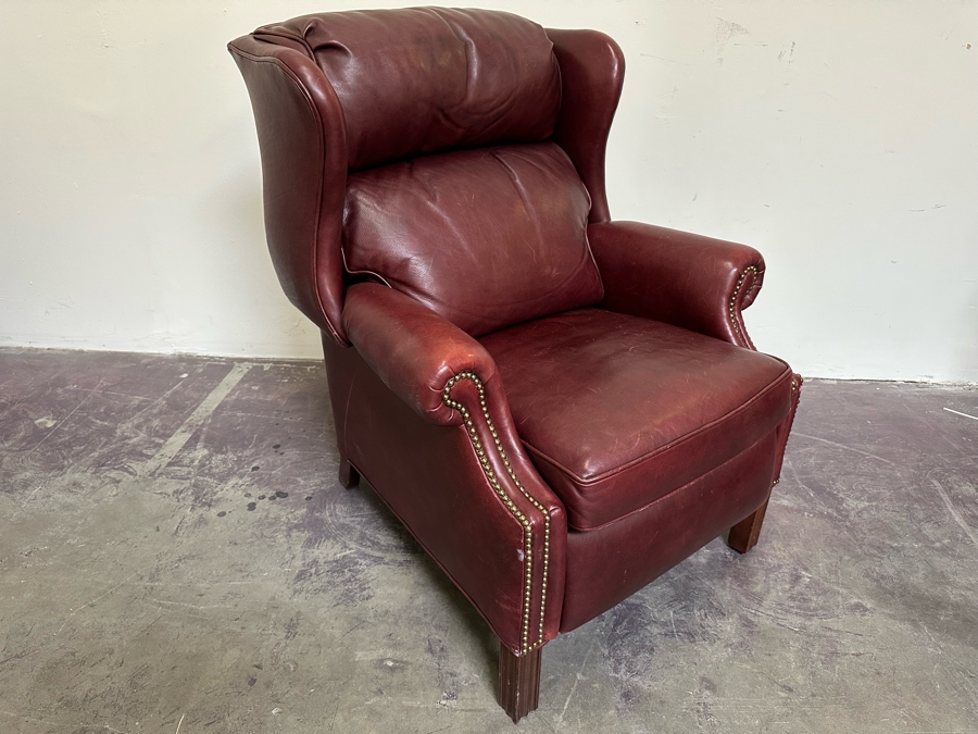 Bradington Young Leather Reclining Chair With Brass Nailheads [Photo 5]