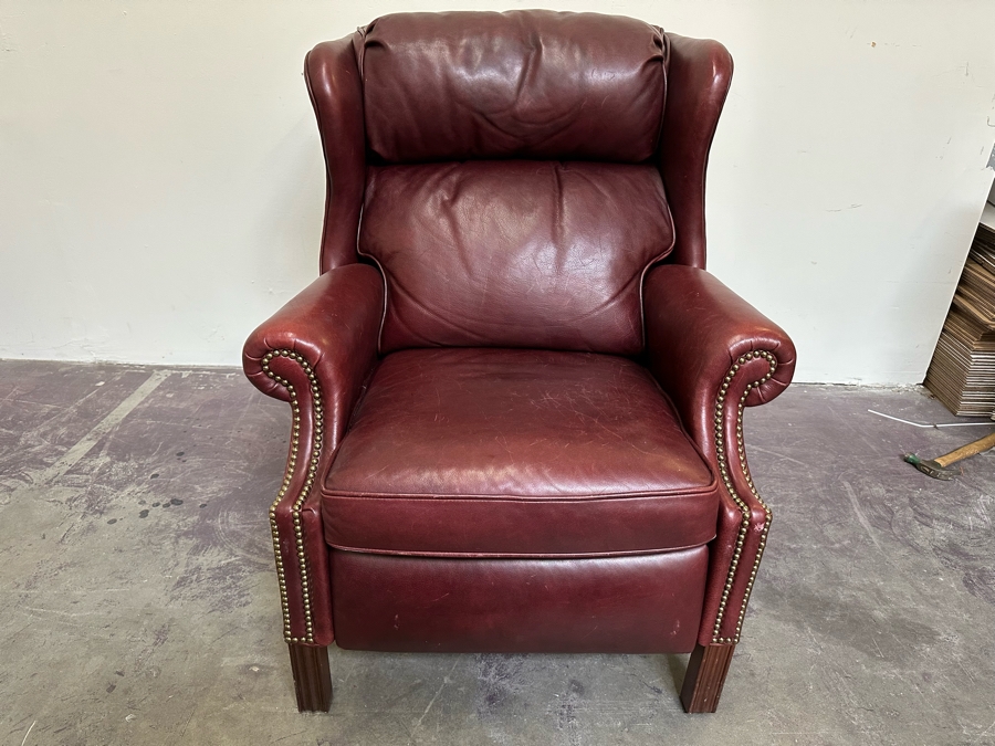 Bradington Young Leather Reclining Chair With Brass Nailheads [Photo 2]