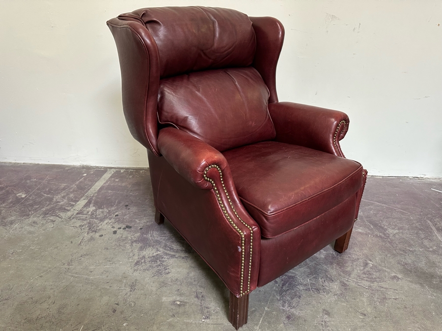 Bradington Young Leather Reclining Chair With Brass Nailheads [Photo 4]