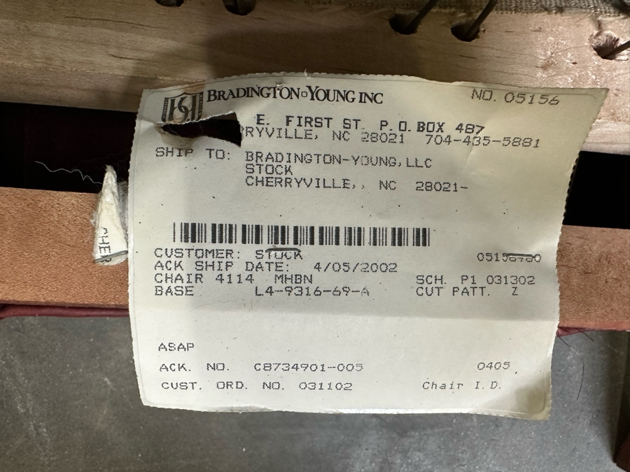 Bradington Young Leather Reclining Chair With Brass Nailheads [Photo 10]