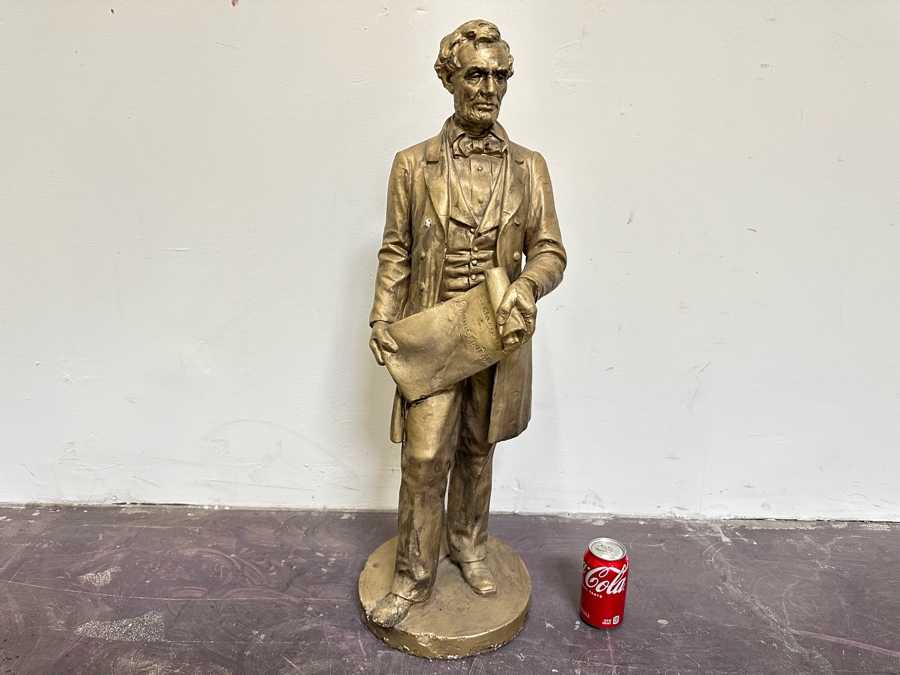 Abraham Lincoln Gold Tone Plaster Statue 34'H [Photo 3]