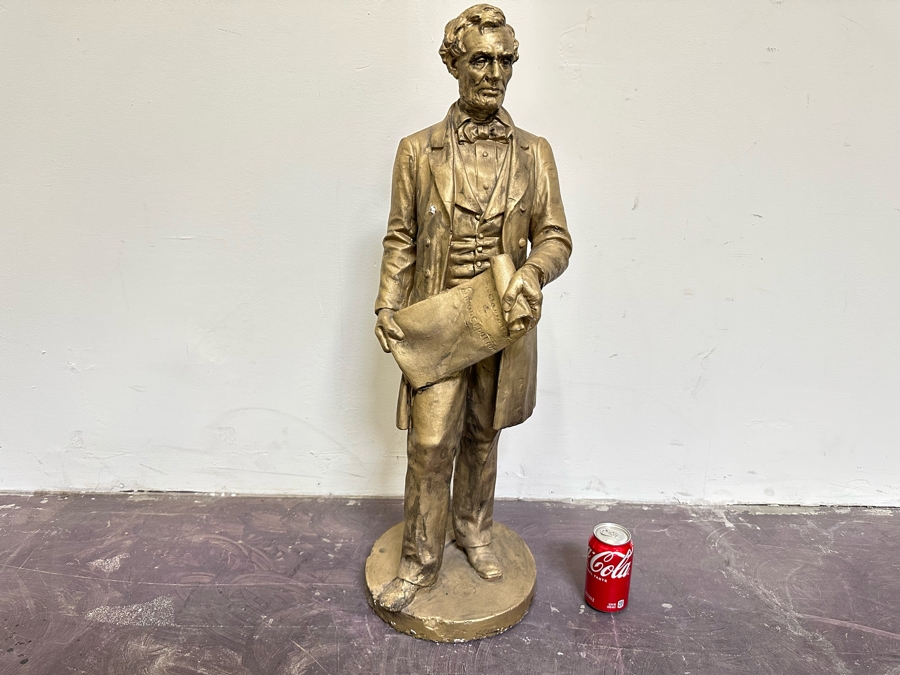Abraham Lincoln Gold Tone Plaster Statue 34'H [Photo 2]