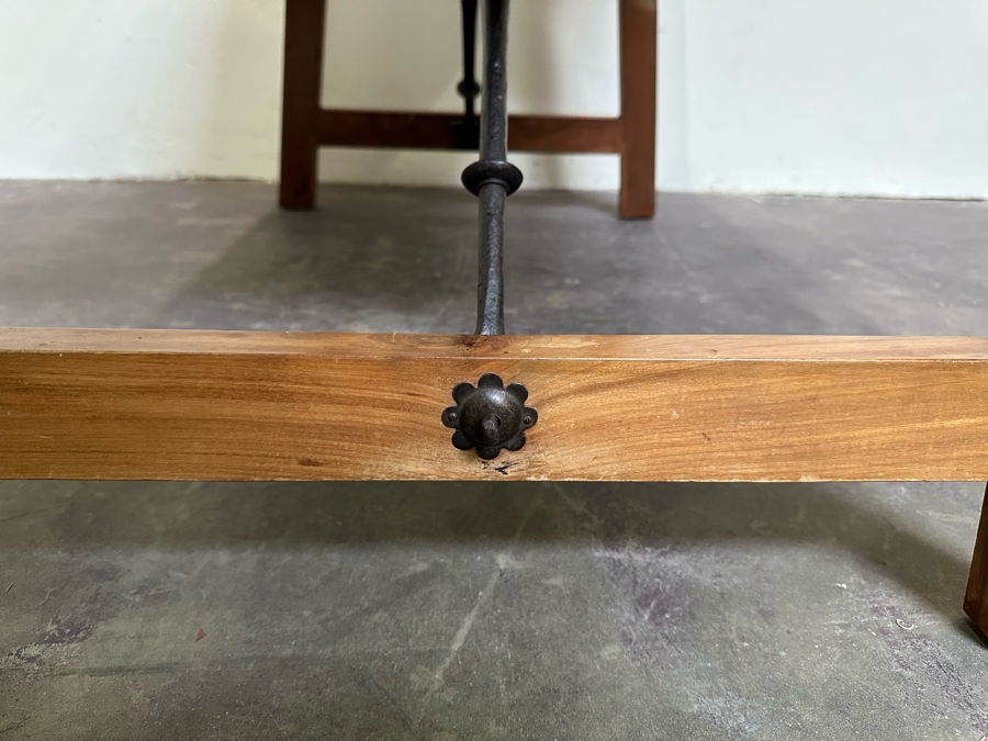Antique Wooden And Wrought Iron Folding Table 50W X 27D X 28H [Photo 22]