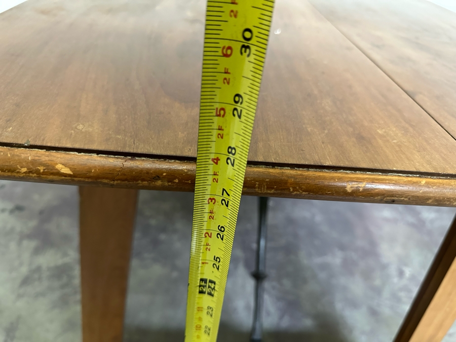 Antique Wooden And Wrought Iron Folding Table 50W X 27D X 28H [Photo 25]