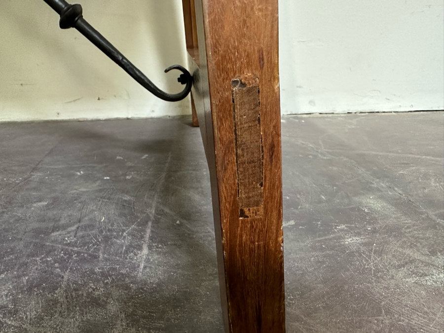 Antique Wooden And Wrought Iron Folding Table 50W X 27D X 28H [Photo 13]