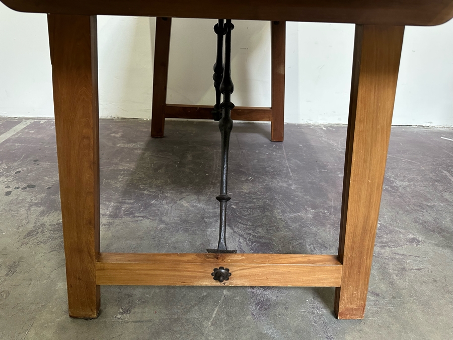 Antique Wooden And Wrought Iron Folding Table 50W X 27D X 28H [Photo 21]