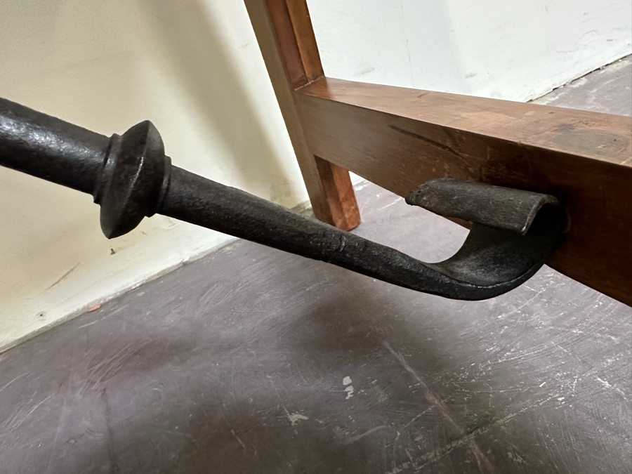 Antique Wooden And Wrought Iron Folding Table 50W X 27D X 28H [Photo 9]