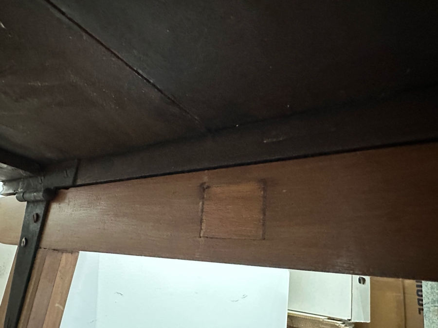 Antique Wooden And Wrought Iron Folding Table 50W X 27D X 28H [Photo 11]