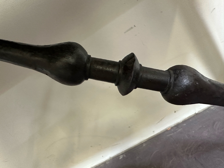 Antique Wooden And Wrought Iron Folding Table 50W X 27D X 28H [Photo 8]