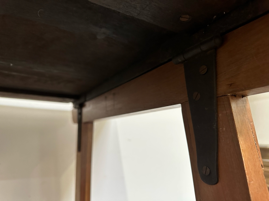 Antique Wooden And Wrought Iron Folding Table 50W X 27D X 28H [Photo 10]