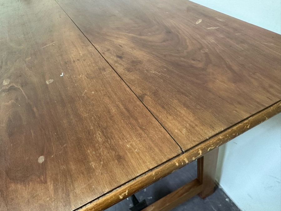 Antique Wooden And Wrought Iron Folding Table 50W X 27D X 28H [Photo 15]