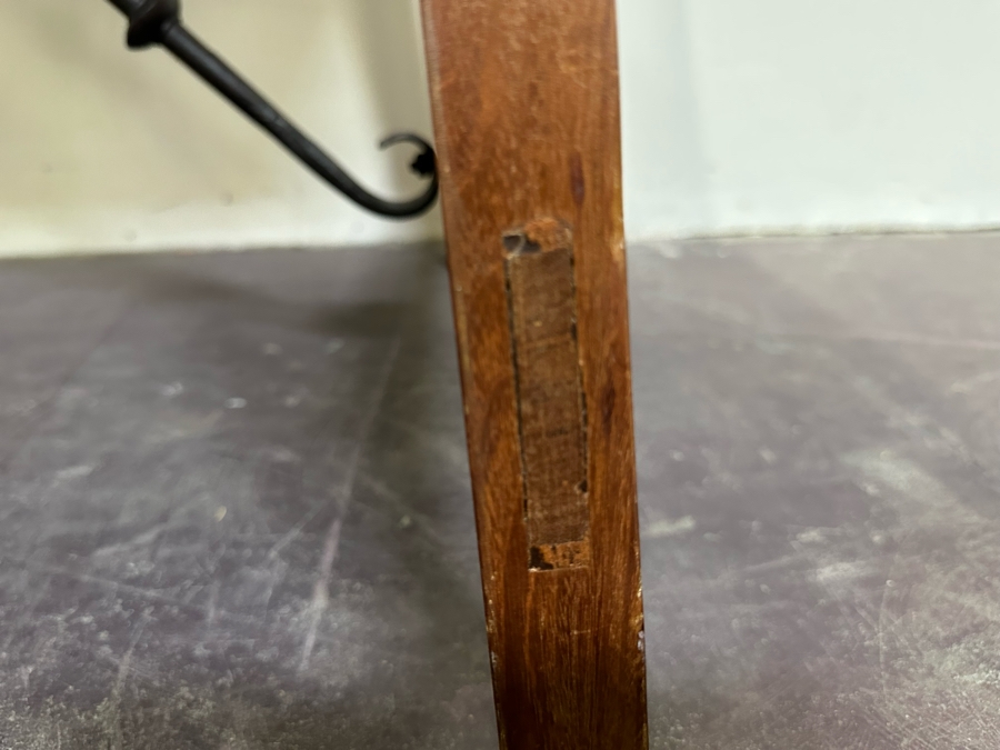 Antique Wooden And Wrought Iron Folding Table 50W X 27D X 28H [Photo 12]