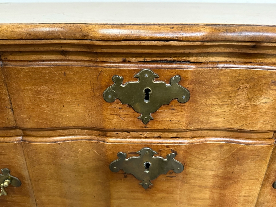 Stunning Antique Handmade 6-Drawer Chest Of Drawers Dresser With Brass Hardware (Left Corner Of Top Drawer Has Chip) 46W X 25D X 44.5H [Photo 8]