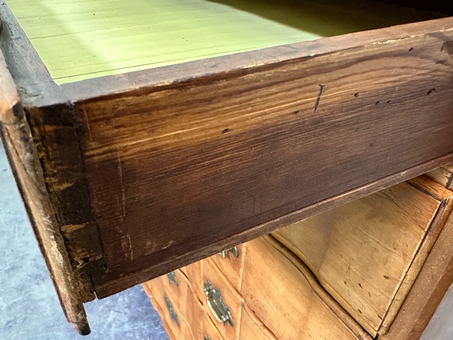 Stunning Antique Handmade 6-Drawer Chest Of Drawers Dresser With Brass Hardware (Left Corner Of Top Drawer Has Chip) 46W X 25D X 44.5H [Photo 13]