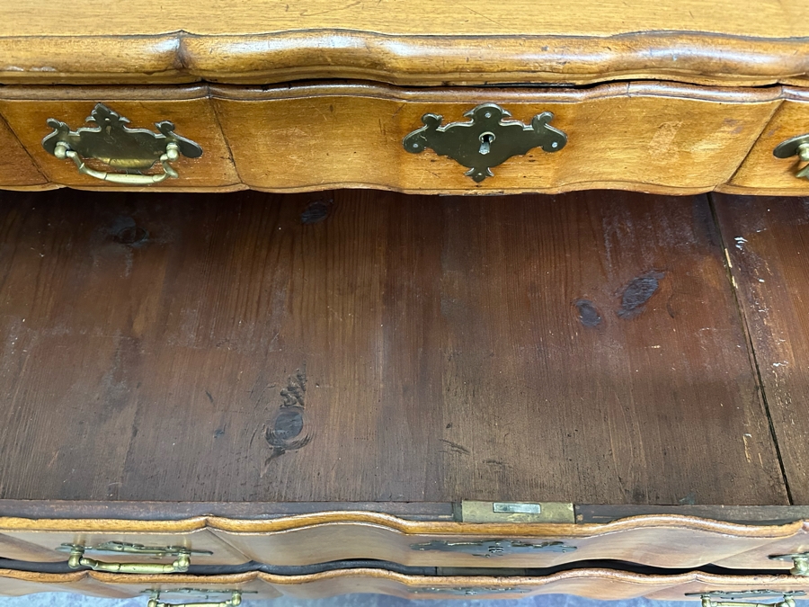 Stunning Antique Handmade 6-Drawer Chest Of Drawers Dresser With Brass Hardware (Left Corner Of Top Drawer Has Chip) 46W X 25D X 44.5H [Photo 18]