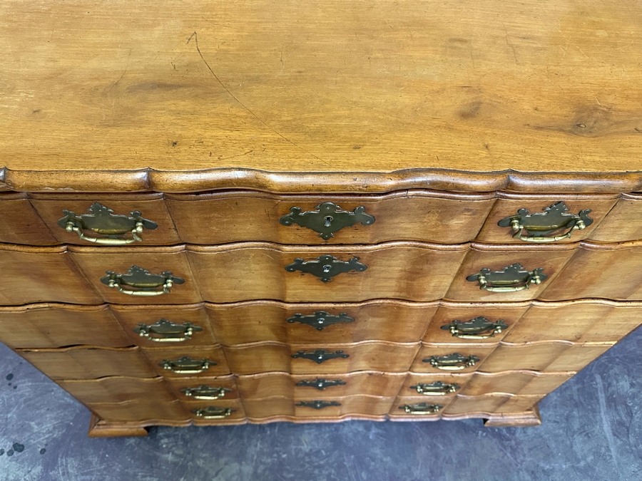 Stunning Antique Handmade 6-Drawer Chest Of Drawers Dresser With Brass Hardware (Left Corner Of Top Drawer Has Chip) 46W X 25D X 44.5H [Photo 16]