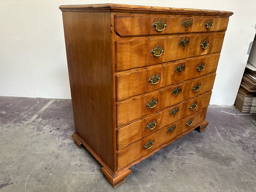 Stunning Antique Handmade 6-Drawer Chest Of Drawers Dresser With Brass Hardware (Left Corner Of Top Drawer Has Chip) 46W X 25D X 44.5H [Photo 20]