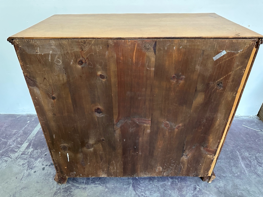 Stunning Antique Handmade 6-Drawer Chest Of Drawers Dresser With Brass Hardware (Left Corner Of Top Drawer Has Chip) 46W X 25D X 44.5H [Photo 25]