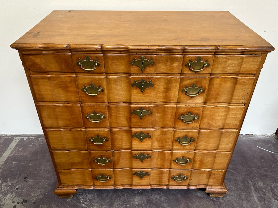 Stunning Antique Handmade 6-Drawer Chest Of Drawers Dresser With Brass Hardware (Left Corner Of Top Drawer Has Chip) 46W X 25D X 44.5H [Photo 7]