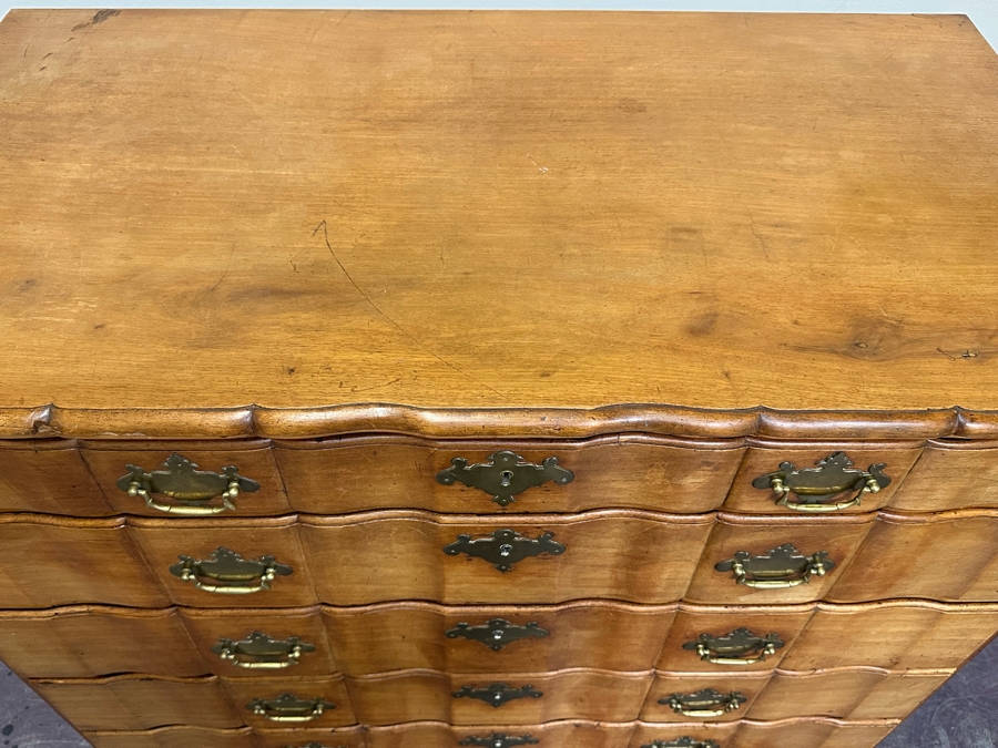 Stunning Antique Handmade 6-Drawer Chest Of Drawers Dresser With Brass Hardware (Left Corner Of Top Drawer Has Chip) 46W X 25D X 44.5H [Photo 15]