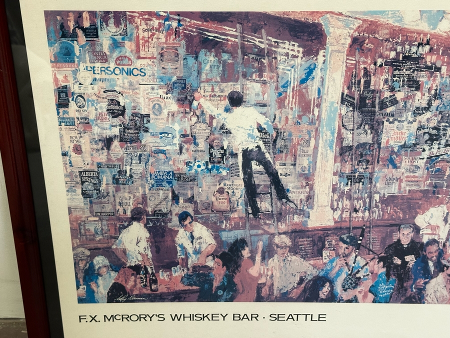 Nicely Framed LeRoy Neiman F.X. McRory's Whiskey Bar Seattle WA Print Framed 42 X 28 [Photo 5]