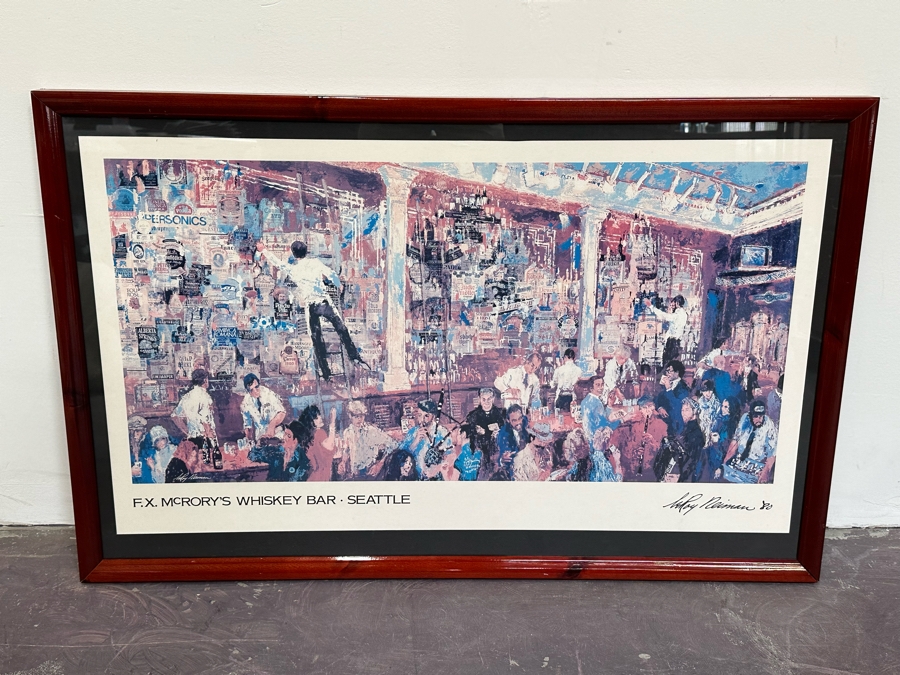 Nicely Framed LeRoy Neiman F.X. McRory's Whiskey Bar Seattle WA Print Framed 42 X 28 [Photo 2]