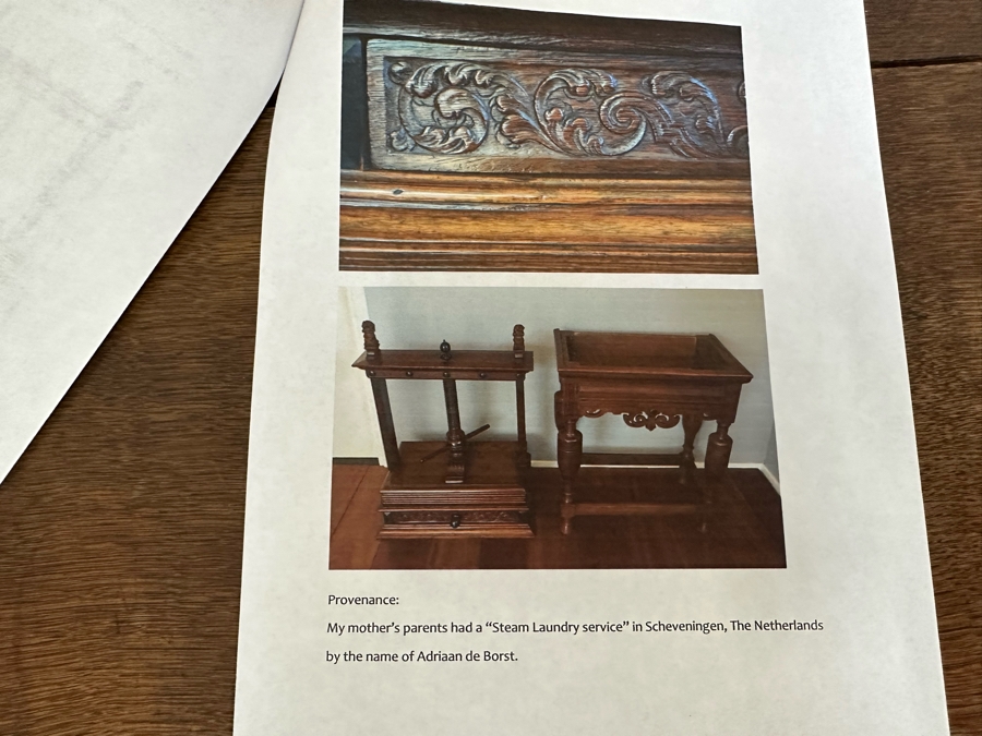 Antique Oak Wooden Cabinet (At One Point This Was A Dutch Renaissance Linen Press - Upper Portion Was Removed) 28W X 19D X 37H [Photo 13]