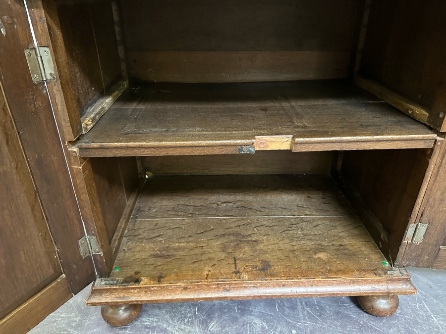 Antique Oak Wooden Cabinet (At One Point This Was A Dutch Renaissance Linen Press - Upper Portion Was Removed) 28W X 19D X 37H [Photo 19]