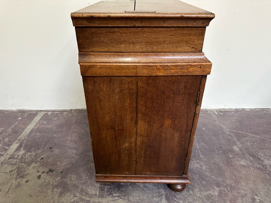 Antique Oak Wooden Cabinet (At One Point This Was A Dutch Renaissance Linen Press - Upper Portion Was Removed) 28W X 19D X 37H [Photo 24]