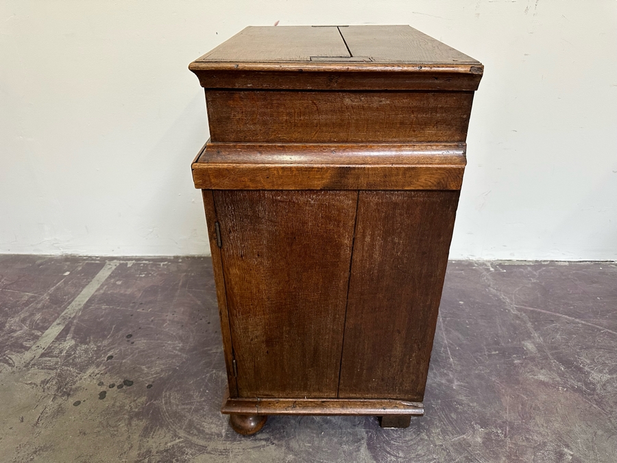 Antique Oak Wooden Cabinet (At One Point This Was A Dutch Renaissance Linen Press - Upper Portion Was Removed) 28W X 19D X 37H [Photo 22]